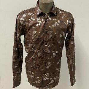 Vassari shirt button front chocolate long sleeves regular fit